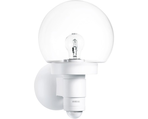 Aplică exterior Steinel L115S E27 max. 1x60W, senzor de mișcare, IP44, albă Lămpi de perete albe pentru exterior cu senzor de mișcare și glob de sticlă