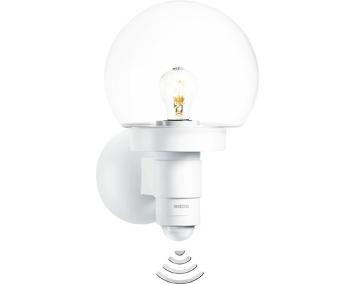 Lumină de exterior albă cu senzor de mișcare și glob de sticlă