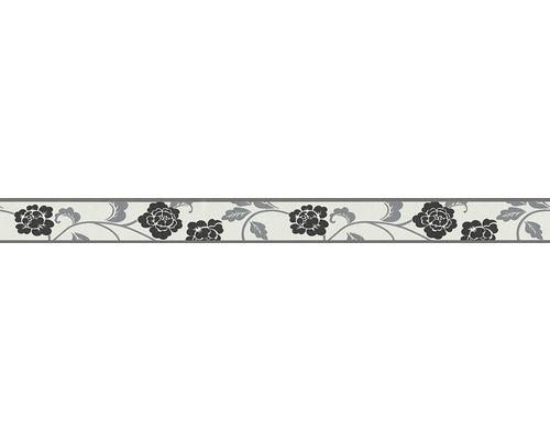 Bordură decorativă autoadezivă 2610-14 Only Borders model floral alb/negru 5 m x 5 cm