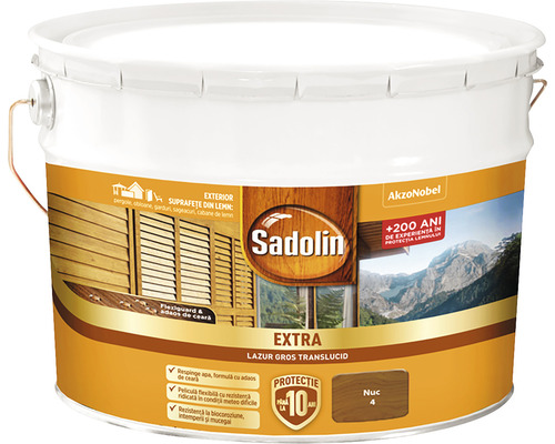Lazură pentru lemn Sadolin Extra nuc 10 l | HORNBACH