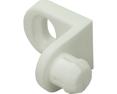 Conector tip „L” pentru fixat PFL spate dulap Hettich max. 6mm, plastic alb, pachet 25 bucăți