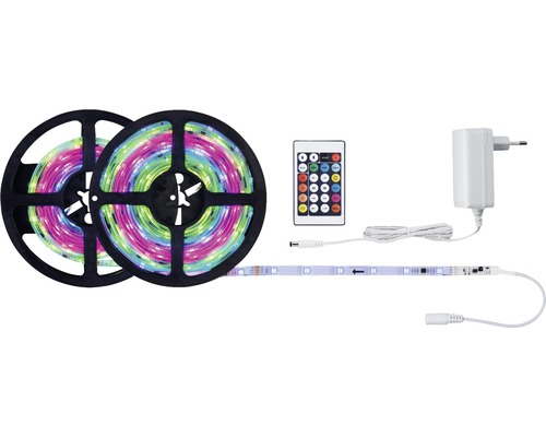 Bandă LED cu telecomandă și adaptor de alimentare, pe role