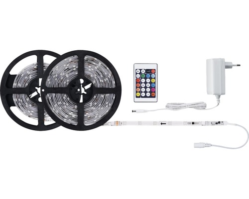 Bandă LED cu telecomandă și sursă de alimentare pe două role
