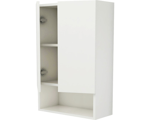 Dulap suspendat cu o ușă și rafturi deschise