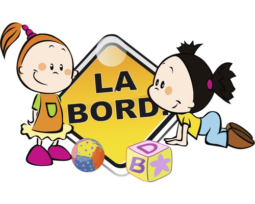 Autocolant cu personaje de desene animate și inscripția La Bord!