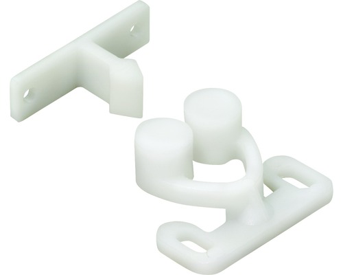 Opritor de ușă cu 2 role Hettich 14x30x25 mm, plastic alb, pachet 10 bucăți Opritor de ușă cu 2 role Hettich 14x30x25 mm, plastic alb, pachet 10 bucăți
