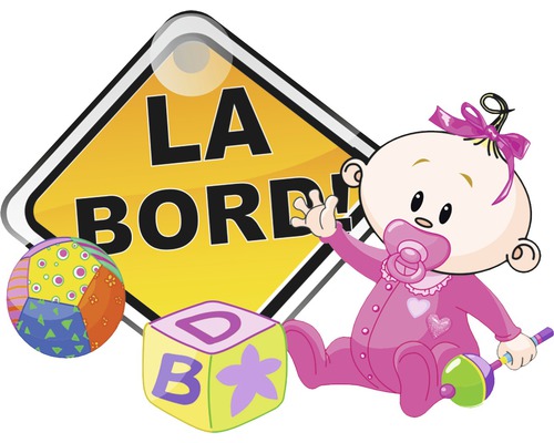 Semn cu bebeluș la bord cu jucării