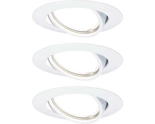 Spoturi LED încastrate Base GU10 5W Ø90 mm, becuri LED incluse, alb mat, pachet 3 bucăți