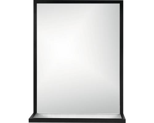 Oglindă baie dreptunghiulară Cordia BRW Shelf Line 65x40 cm cu etajeră, ramă neagra