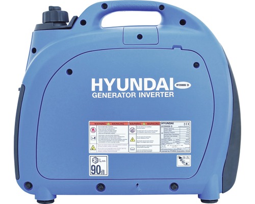 Generator invertor Hyundai cu avertismente și indicator al nivelului de zgomot