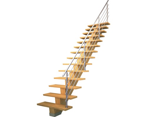 Scară din lemn cu balustradă metalică