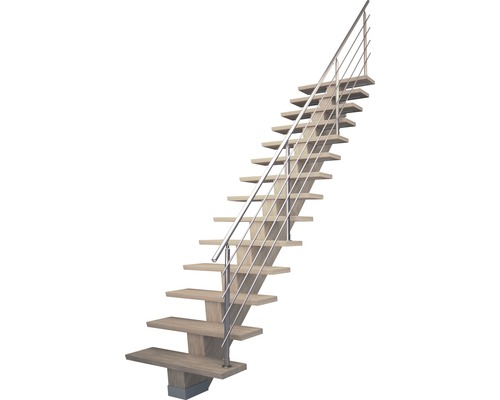 Scară din lemn cu balustradă din oțel