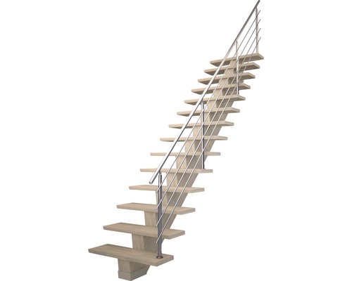 Scară din lemn cu balustradă din oțel inoxidabil