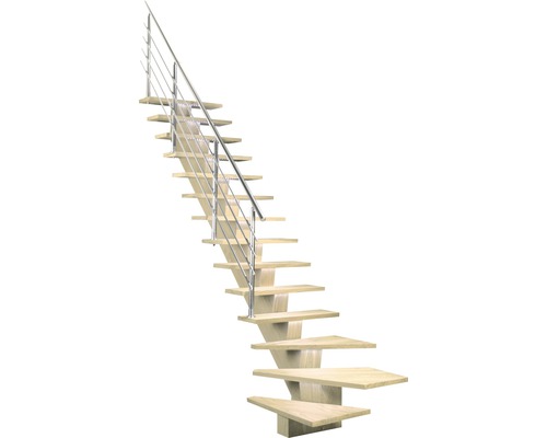 Scară din lemn cu balustradă metalică