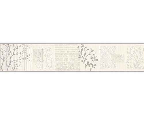 Bordură decorativă autoadezivă 3054-11 Only Borders crenguțe alb-gri 5 m x 13 cm