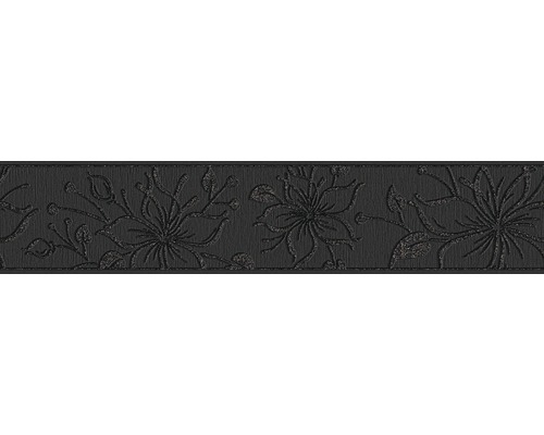 Bordură decorativă autoadezivă 3466-12 Only Borders model floral negru 5 m x 13 cm