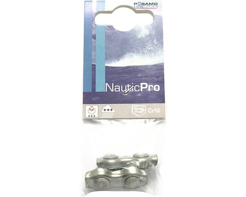 Cleme duble cabluri metalice Nautic Pro 2mm, inox A4, pachet 2 bucăți
