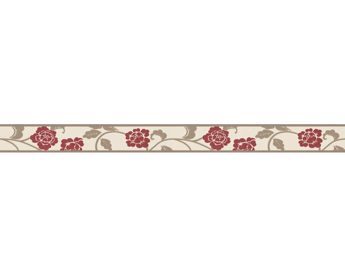 Bordură decorativă autoadezivă 2820-19 Only Borders model floral bej/roșu 5 m x 5,3 cm