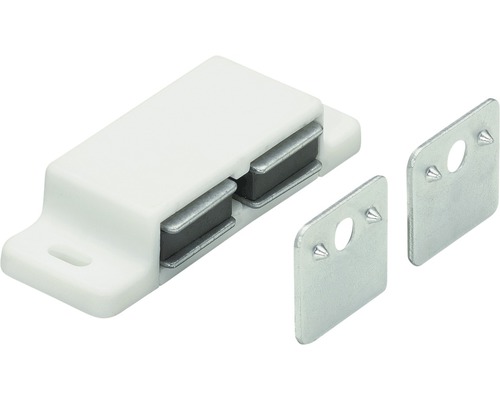 Opritor uși de mijloc cu magnet Hettich 14x51x21 mm max. 2x3kg, alb, pachet 25 bucăți Închidere magnetică cu două plăci de contact