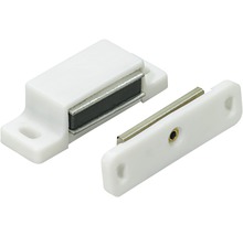 Opritor de ușă cu magnet Hettich 14x45x15 mm max. 4kg, alb, contraplacă reglabilă, pachet 50 bucăți