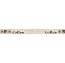 Bandă decorativă cu boabe de cafea și inscripțiile Coffee și Cappuccino