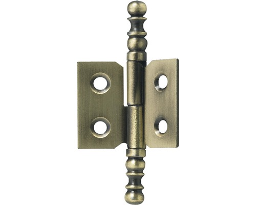Balama semi-îngropată decorativă Hettich 30x40 mm, oțel brunat, tragere ușă spre dreapta, pachet 10 bucăți Balamală ușa, culoarea alamei, cu cap decorativ