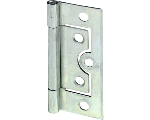 Balama coplanară tip fluture Hettich 20x38 mm, oțel zincat, pachet 25 bucăți Balama metalică pentru uși cu găuri de fixare