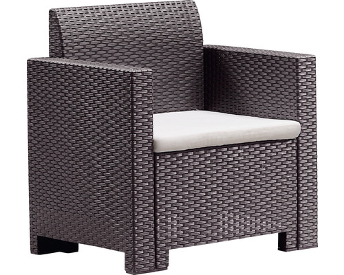 Fotoliu din ratan cu pernă de șezut pentru exterior