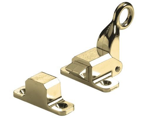 Opritor de ușă cu pârghie Hettich 48x46x54 mm, oțel alămit, pachet 5 bucăți Încuietoare pentru mobilă din metal