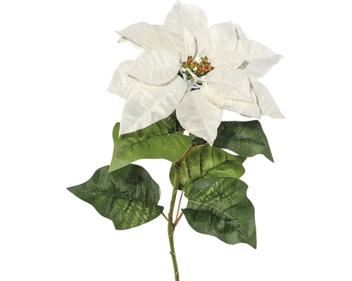Floare artificială, Poinsettia, 70 cm, alb