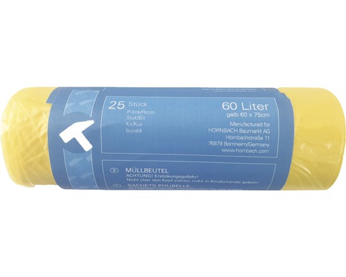 Rulou de saci de gunoi galbeni, 60 litri, 25 bucăți
