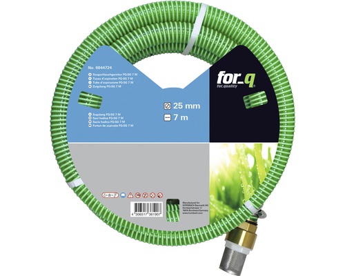Garnitură furtun de aspirare for_q FQ-SG 7m verde Furtun modelat cu sită de aspirație și clemă de furtun, diametru 25 mm, lungime 7 metri