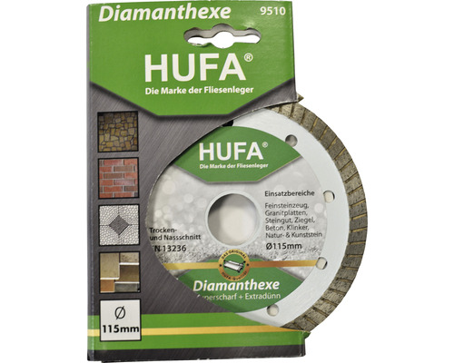 Disc diamantat HUFA cu diametrul de 115 mm în ambalaj
