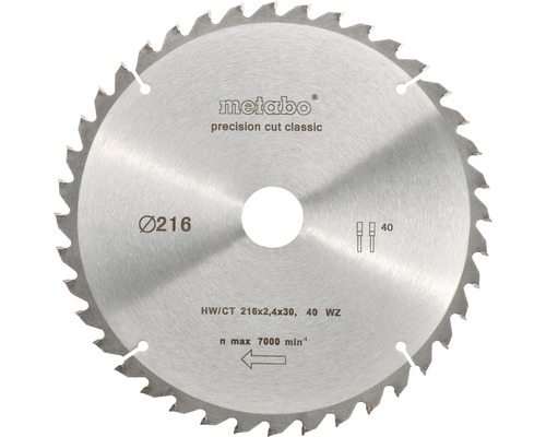 Disc circular Metabo cu diametrul de 216 milimetri