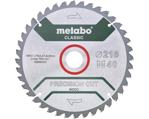 Disc fierăstrău circular Metabo Classic Ø216x2,4x30 mm 40 dinți-0