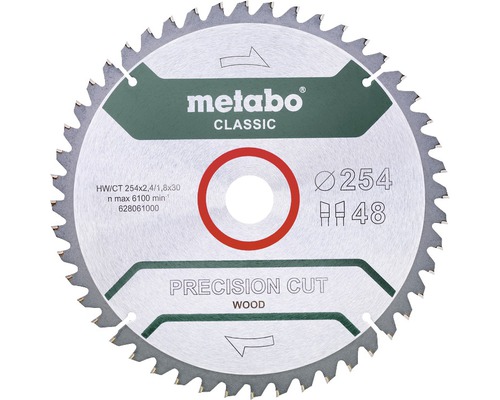 Disc circular Metabo cu diametrul de 254 milimetri pentru lemn