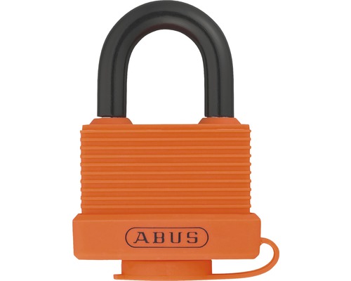 Lacăt alamă plastifiată Abus Outdoor Security 50mm, belciug Ø8mm, 2 chei, portocaliu