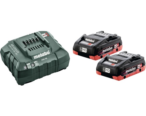 Set 2 acumulatori & stație de încărcare Metabo ASC 55 Basic 18V, capacitate 2x 4,0Ah Li-Ion