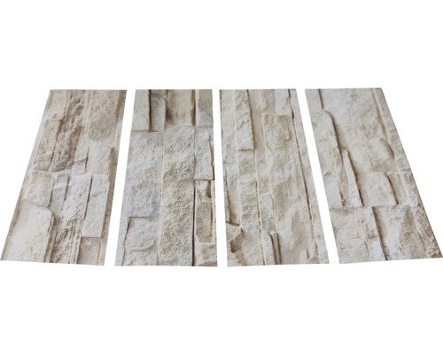 Patru panouri cu aspect de zid de piatră