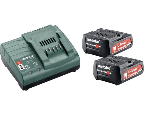 Set 2 acumulatori & stație de încărcare Metabo SC 30 Basic 12V, capacitate 2x 2,0Ah Li-Ion