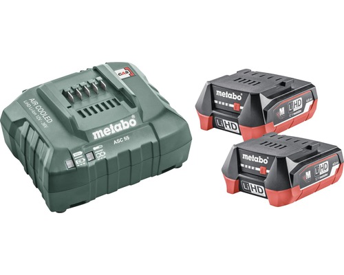 Set 2 acumulatori & stație de încărcare Metabo ASC 55 Basic 12V, capacitate 2x 4,0Ah Li-Ion