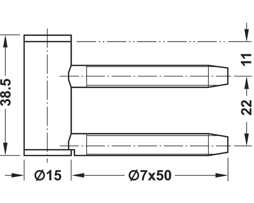 Desen tehnic al unui conector de mobilă cu indicații dimensionale