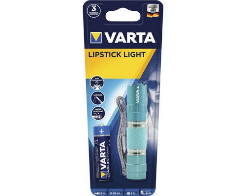 Lanternă Varta Lipstick Light cu baterie și curea de mână în ambalaj