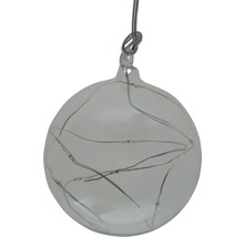 Glob decorativ din sticlă cu șir de lumini LED pentru agățat