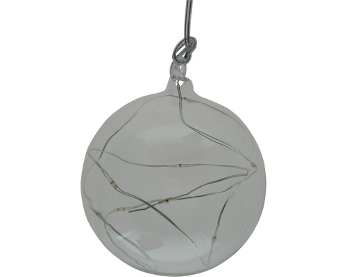 Glob decorativ din sticlă cu șir de lumini LED pentru agățat