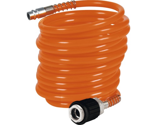 Furtun spiralat aer comprimat Einhell 4m Ø6x8 mm max. 8 bari, pentru compresoare Furtun de aer comprimat cu spirală și fitinguri
