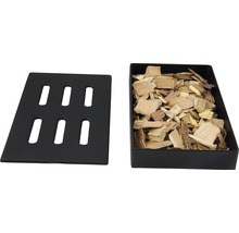 Cutie de afumare din metal cu așchii de afumare și capac