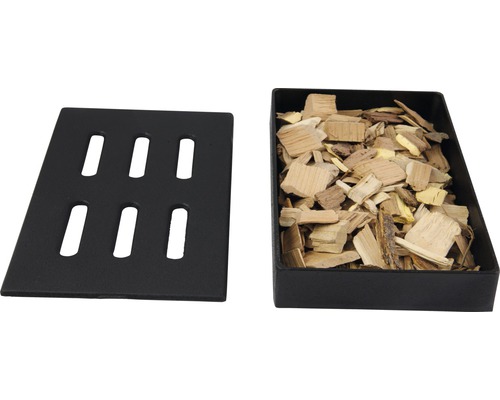 Cutie de afumare din metal cu așchii de afumare și capac