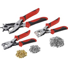 Clește pentru găurit, clește pentru capse și clește pentru nasturi cu capse și nasturi