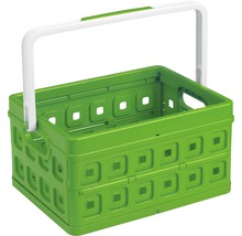 Coș pliabil verde din plastic cu mâner